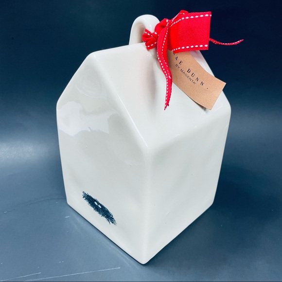 NWT Rae Dunn Rare Stamped Nest HTF Ceramic White Birdhouse Style 150 Red Ribbon - Picture 9 of 10